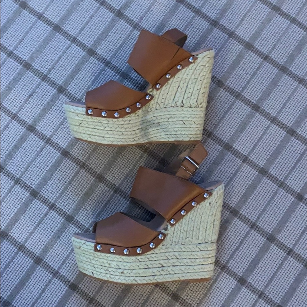 Tan wedge sandals